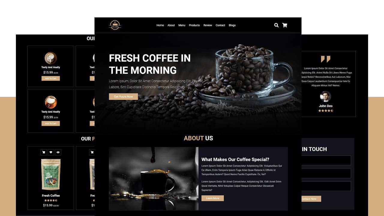 How to create a coffee website?